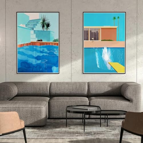 Affiche d'art de piscine sur toile pour sublimer un grand mur vide de salon ou chambre