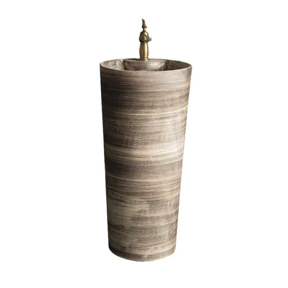 Zhaoj24-05 One Color Pedestal Sink Outdoor Pedestal Sink With Faucet And Drain Kit Retro Ceramic Integrated Wash Basin
