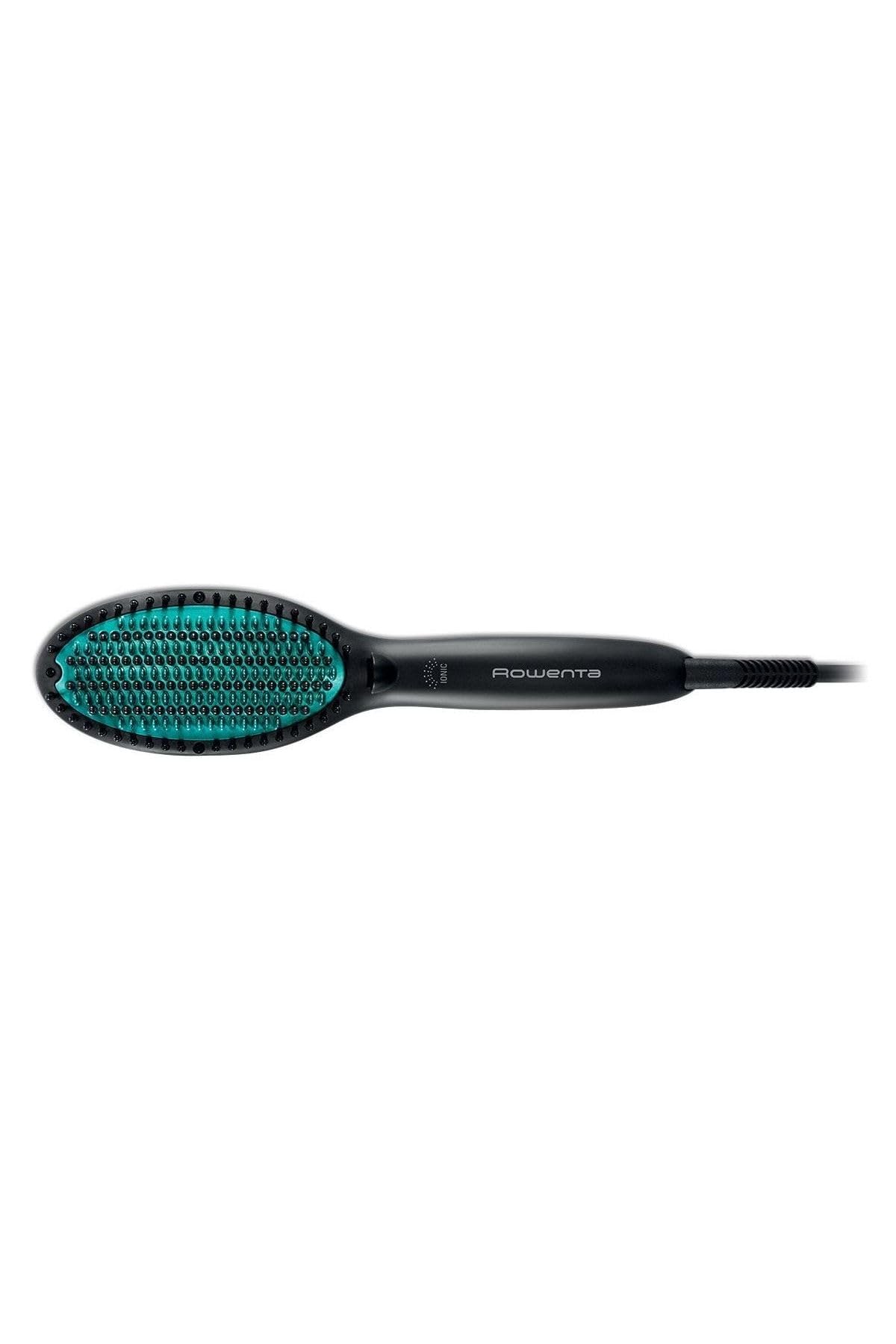 Rowenta Powerstraight CF5820 szczotka do prostowania, do wszystkich rodzajów włosów, potrójne działanie, promienny połysk, regulowana temperatura, ochrona włosów, 1,8 m, czarno-zielona