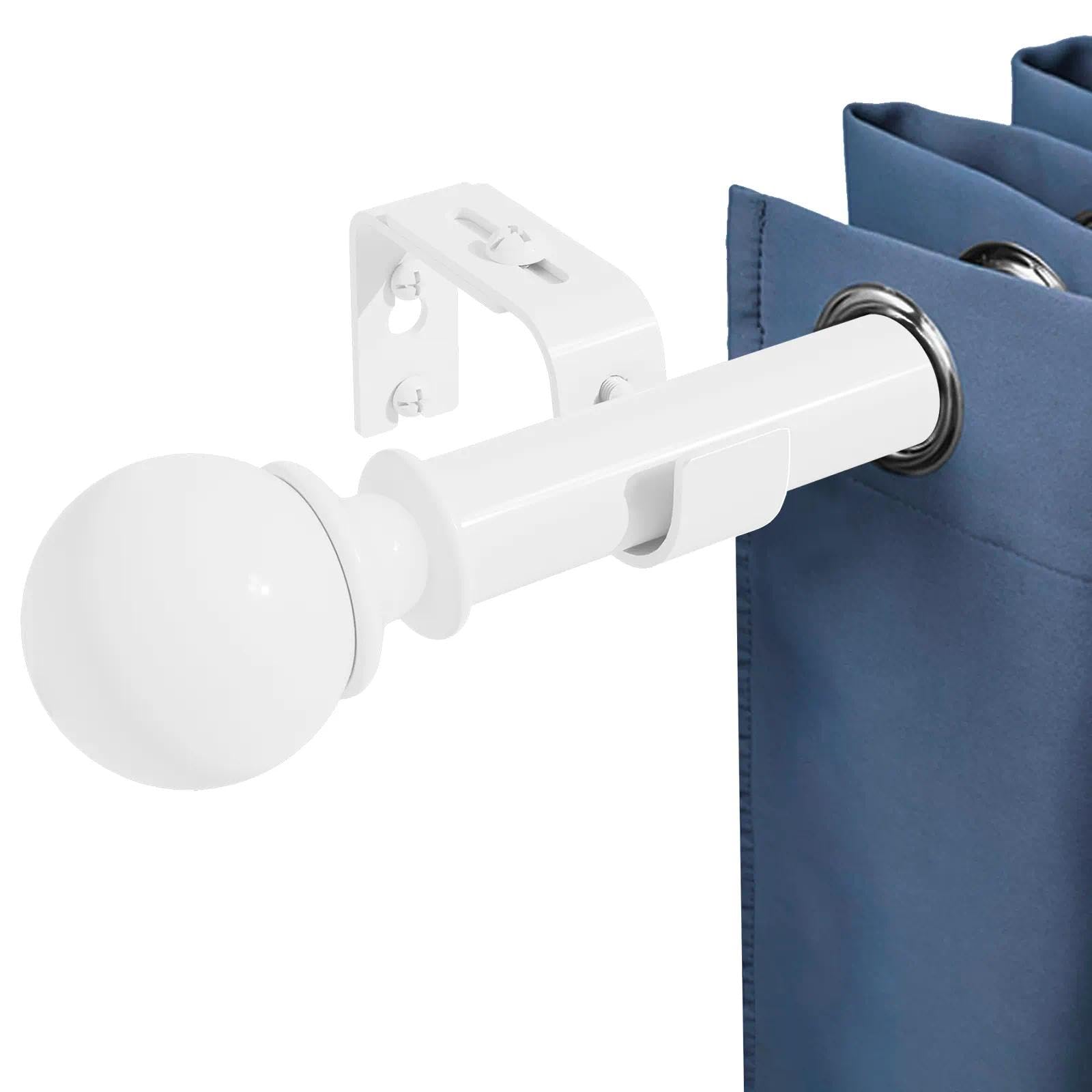 Barras De Cortinas Habitación Barra De Cortinas Salon Palo De Cortina，Barras De Cortina Con Soportes Decorativa Para Dormitorio Sala De Estar Comedor Oficina 70-143 Cm Bola Blanco