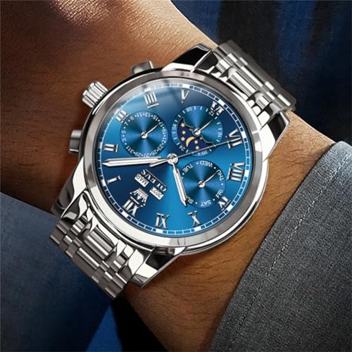 Image of OLEVS Watches for Men Automatic Mechanical Self Winding Dress Wrist Watch Multifunction Calendar Waterproof Luminous