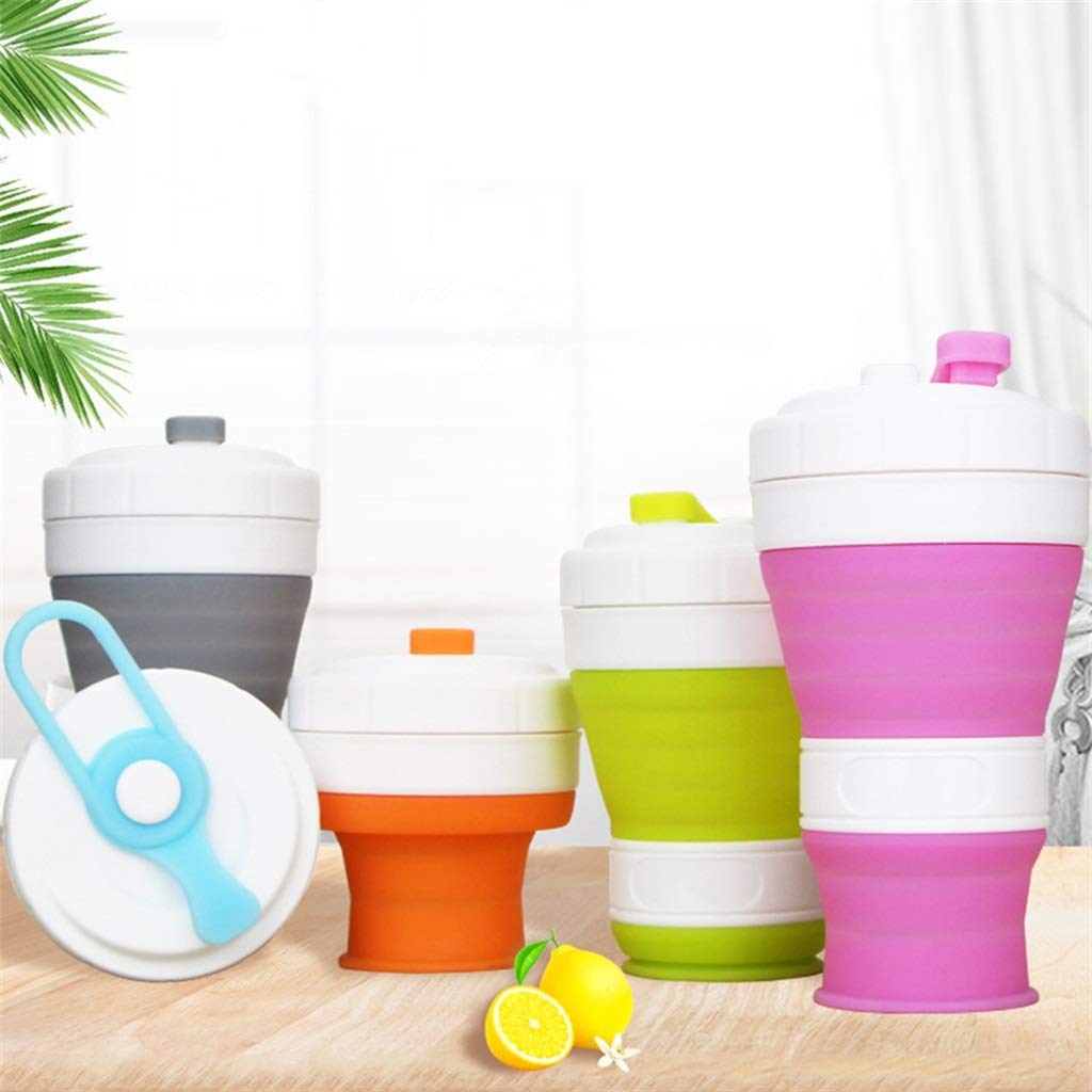 Faltbare Kaffeetasse, Wiederverwendbar Taschenbecher Benutzt for Outdoor-Reisen 500 Ml Silikon (5 Farben)