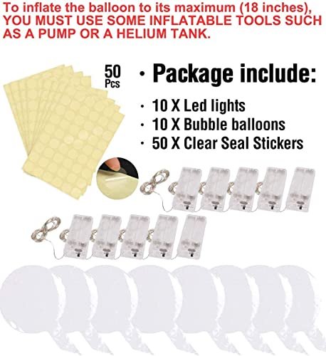 10 stuks lichtgevende ledballonnen, 50 cm, verjaardagsballonnen, transparante heliumballonnen met 3 m lichtsnoeren voor… - Image 7