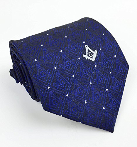 Masonic Regalia Craft Masons Silk Tie with Square Compass & G - Blue NT021
