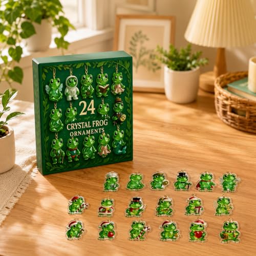 Frog Advent Calendar 2026,24 Froggy Surprises for the Frog Lover,Crystal FrogOrnaments Christmas Countdown Calendar, FrogLover Gift for Christmas Tree Home Decor - image 4