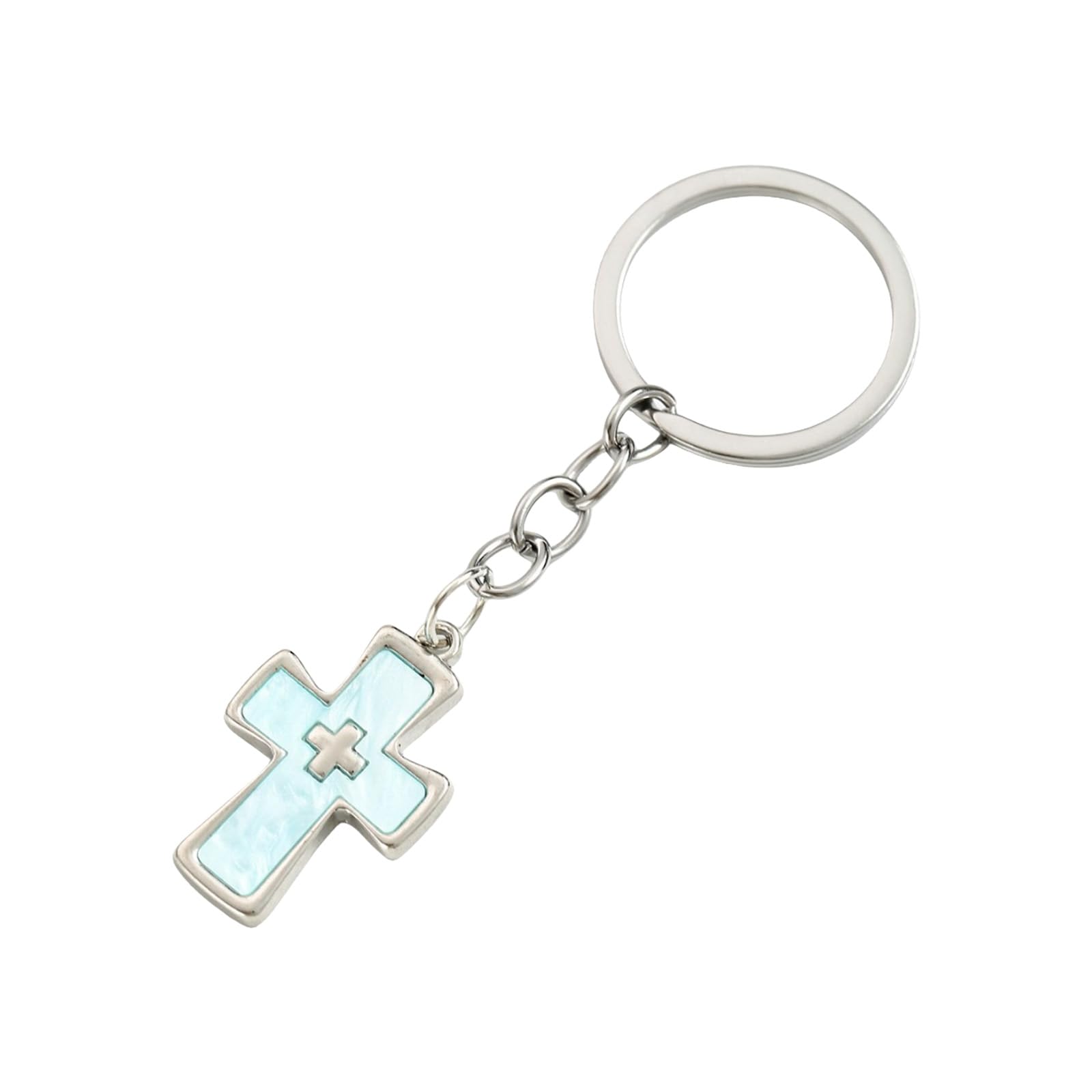Buxuaaaa Fashionable Dopamine Inspired Keyring Double Crucifix Design Keychain Alloy Pendant Bag Ornament for Car Keys Lightweight Decoration