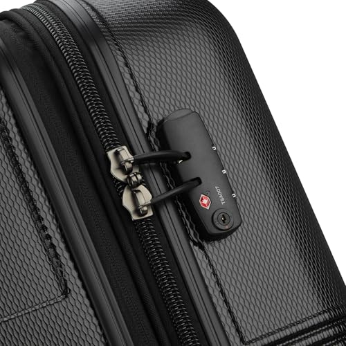 Image of DELSEY PARIS FLANERIE SE 55 cms Small Cabin Polycarbonate Hard Sided 8 Wheels and Expandable Spinner Suitcase /Trolley Bag for Travel with TSA Lock- Black