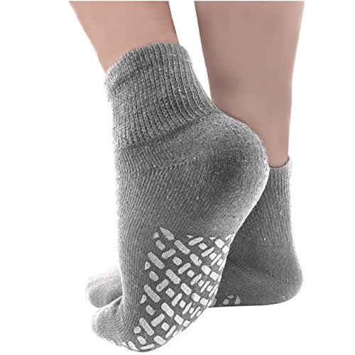 Diabetic Socks Mens Non-slip Grip Cotton 3-Pack Ankle Grey By DEBRA WEITZNER