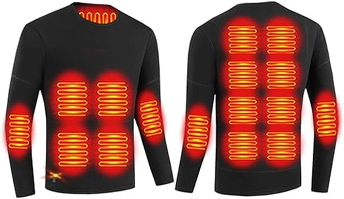 Maglia Intima riscaldata elettricamente Tramite USB for Uomo, 16 Zone di Riscaldamento, Maglia Termica for Sci, Motociclismo e attività all'aperto(Noir,XXL)