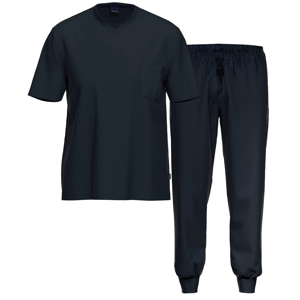 Ammann - Organic Cotton - Herren - Schlafanzug T-Shirt mit Hose lang mit Bündchen - Baumwolle