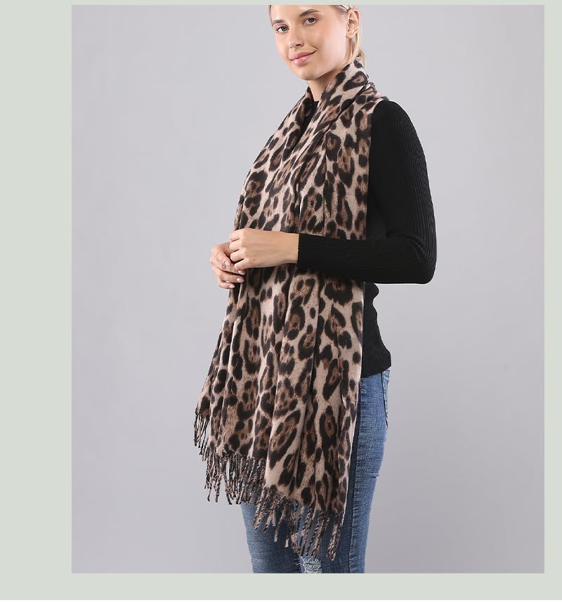 Winter New Long Leopard Print Scarf with Tassels Women Double-Sided Warm and Thick Shawl Wrap3