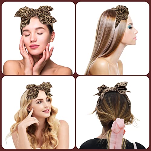 Fvvmeed 2 Pieces Retro Leopard Print Headbands Multilayer Bow Fashion Women Headband Bow-Knot Hairband Vintage Elegant Headwear Fairy Series Barrette Styling Hair Accessories For Women (2 Color) #TOP3