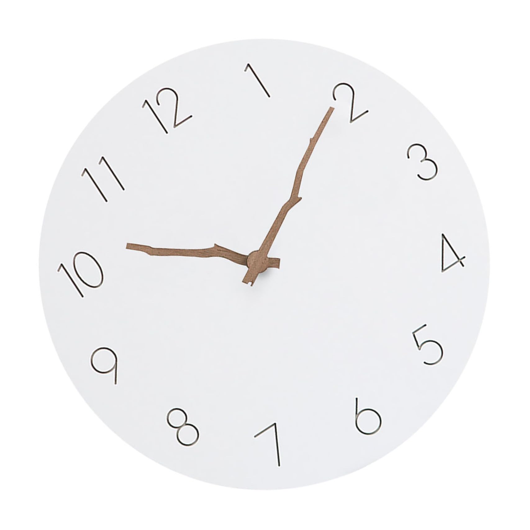 Horloge murale silencieuse en MDF blanc avec aiguilles de branche pour un salon zen