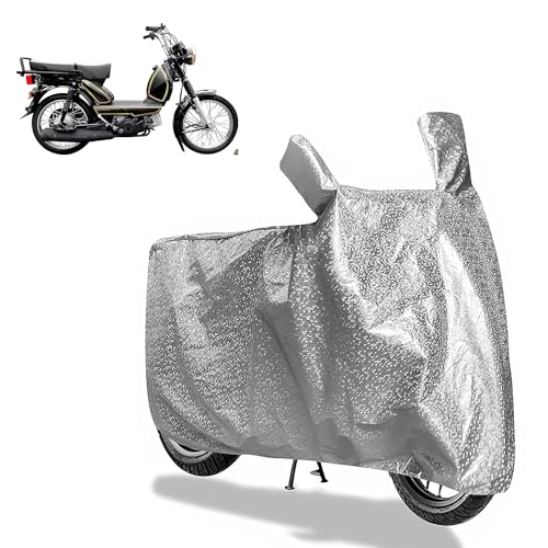 Image of Sulfar Bike Cover for TVS XL (100 (Moped)) | Waterproof, Dustproof & UV Protected | All Weather Two Wheeler Cover (Silver) New 2026 Variants