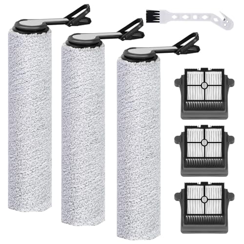Image of Only Version 2 for Tineco Floor One S7 PRO / S6 Wet and Dry Vacuum Cleaner Replacement Parts 7 Pieces Accessories 3 Roller Brushes + 3 HEPA Filters + 1 Cleaning Brush, Part No. FW221100US