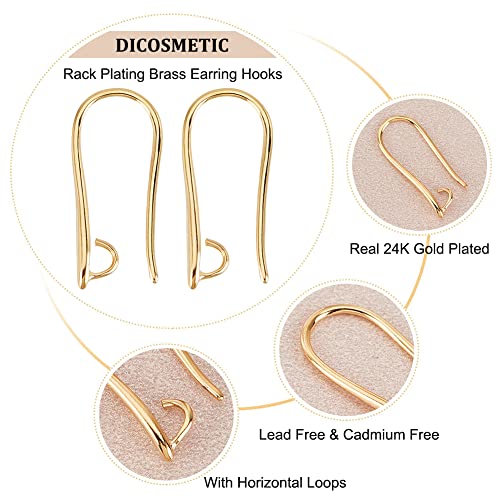 DICOSMETIC 30Pcs U Shape Earring Hook 24K Gold Plated Ear Wires with Loop Long Fish Hooks Open V Shape Earring Brass Dangle Hook Earrings Finding for DIY Earring Making Hole: 2mm - Image 4