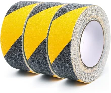 baitouying Anti Slip Tape - 2 Inch, 99 Total Foot, Yellow and Black, Non Skid Warning Tape for Floors, Stairs, Ladders, Ramps, Walkways, Water Resistant High Friction Tread, Indoors & Outdoors Use