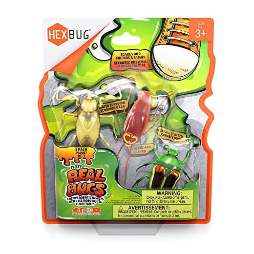 HEXBUG Real Bugs Nanos 3 Pack, Fake Insect Toy Figures, Vibration Powered Critters, Gift for Boys and Girls, 3 Years Old and Up
