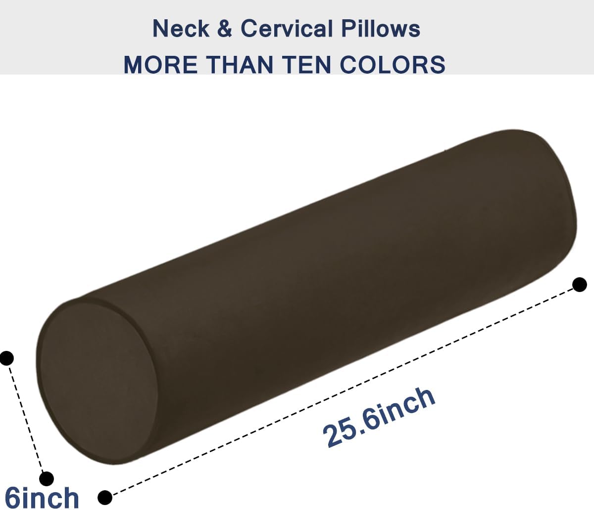 Memory Foam 26x6 Neck Pillows for Sleeping, Neck Pain Relief, Side Back Stomach Sleeper, Car or Office Chair Sofa,Support Cervical Pillow with Soft Velvet Pillowcase - Deep Coffee