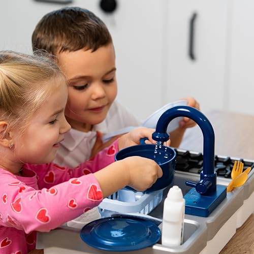 Theo Klein Miele Spüle mit Kochfeld | Kinder-Spüle mit Wasserpumpfunktion und Zubehör | Spielzeug für Kinder ab 3 Jahren