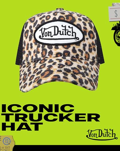 Image of Von Dutch Unisex Trucker Hat - Velvet Curved Bill Mesh Back Retro Classic Adjustable Snapback Baseball Cap for Men and Women