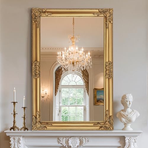TRAHOME Vintage Gold Mirror for Wall, 30"x45" Antique Ornate Baroque Mirror