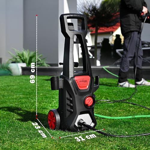 LEHMANN Jukon Hochdruckreiniger mit 9-TLG. Zubehörset, 1600 W, 480 l/h Fördermenge,...