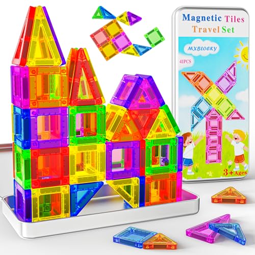 41PCS Mini Bloques Magnéticos de Construcción Niños Juguete Viaje para Niños Niñas 3 4 5 6 7+ Años Creativo Educativos Magnetic Tiles Juego Magnetico Regalo Cumpleaños Nuevo Reyes Magos Navidad