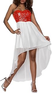 فستان مناسبه خاصه - بقصه واسعه - لون احمر وابيض-للنساء، من FG