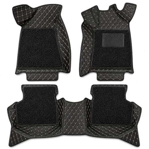 Image of 7D Car Floor Mats for Tata Nexon 2024-2026 (Manual & Automatic), Custom Fit Full Set, 7 Layer PU Leather with Detachable Noodle Mat & Heel Pad, Waterproof, Anti-Skid, Black