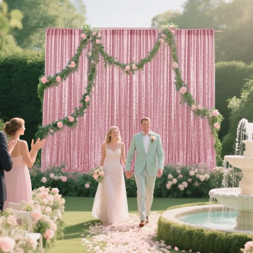 Telones de Fondo Rosa con Lentejuelas 2x8FT 2 unidades miniatura 4