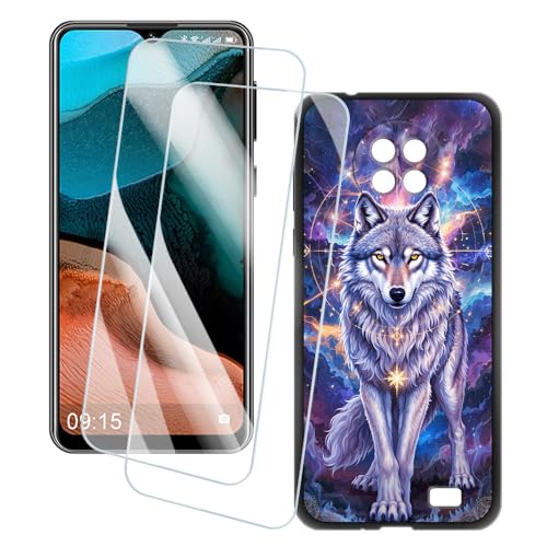 OAGELIM 2�Z�b�g �X�N���[���v���e�N�^�[ + �P�[�X Oukitel C19 Pro (6.49 �C���`) �Ƃ̌݊������� �A�[�e�B�X�e�B�b�N�J�X�^���v�����g�J�o�[�Ƌ����K���X�t�B���� �X�N���b�`�h�~ (�T2)