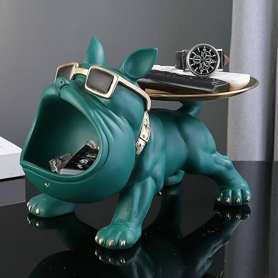 犬の供え皿 彫像 鍵収納トレイ クリエイティブ メガネ着用