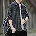 Men's Fashion Casual Striped Shirt Long Sleeve Plaid Button Down Shirts Flannel Business Plaid Work Shirts (Black,X-Large)