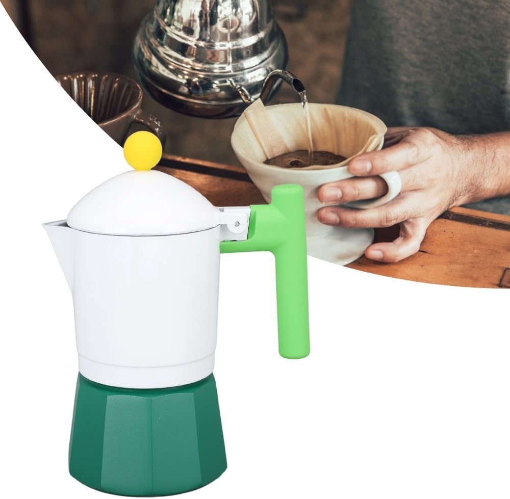 150ml Aluminium Alloy Moka Pot Stove Coffee Maker Durable Portable Italian Stovetop Design Coffee Brewing Percolator for Home and Travel(Green)