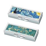 LIZIMANDU 2 Pack Stainless Steel Pill Box,Rectangle 3 Day Compartment Pill Box Pill Medicine...