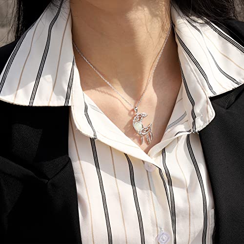 925Sterling Silver Luminous Crescent Moon Necklace for Women Dream Catcher Necklace Glow in The Dark Necklaces Fluorescent Pendant Jewelry Mother's Day Birthday Gifts for Teen Girls Daughter - Image 6
