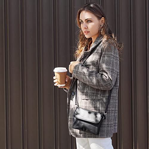 Image of befen Genuine Leather Small Crossbody Bags for Women Cell Phone Bag Cross Body Purses,Silver Zipper