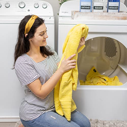 Image of Hawmam Linen Yellow Bath Towels 4 Pack Soft and Absorbent, Premium Quality Perfect for Daily Use 100% Cotton Towel 600 GSM