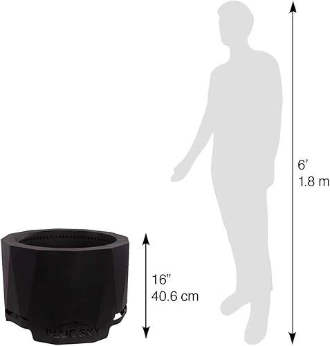 Miniatura 3 de Blue Sky Outdoor Living Fogata de acero sin humo para patio de 24 pulgadas con kit de pantalla de chispas, leña y/o leña para quemar pellets