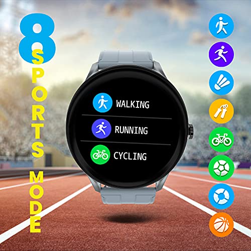 Image of ZEBRONICS Zeb-Fit2220CH Smart Fitness Band, 2.5D Curved Glass Full Touch Display, SpO2, BP & Heart Rate Monitor, IP68 Water Resistant, 8 Sports Mode (Silver Rim + Cadet Gray Strap)