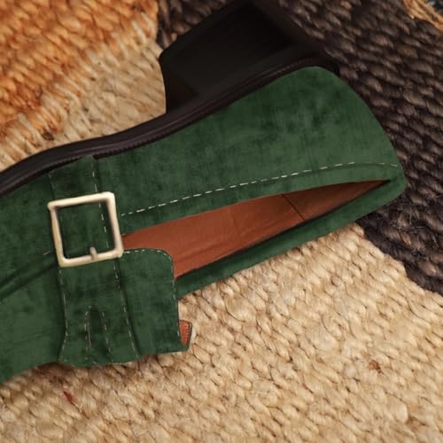 Image of MOOMMO Women Chunky Heel Penny Loafers Square Toe Buckle Slip On Comfort | Office Ladies Loafer Pumps 2 inch Stacked Block Heel Dress Loafers Oxfords Walking Dress Shoes Casual Size 4-11 M US