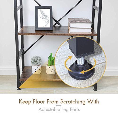 Haton Bookshelf, 5-Tier Wood Bookcase with Metal Frames, 5-Shelf Industrial Storage Shelf Organizer, Modern Tall Display Shelf Racks Open Wide Standing Shelving Unit for Home Office Study 62-inch - Thumbnail 4