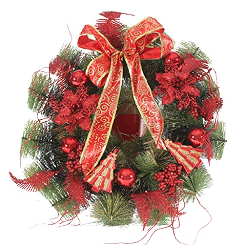 Couronne de Noël pour porte d'entrée YZCIS 40cm et décoration murale style ferme en PVC