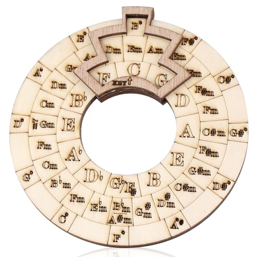 Wooden Melody Tool, Circle of Fifths Wheel Music Transpose Tool Chord Wheel Musicians Musical Songwriter Educational Tool for Notes Chords Key Signature