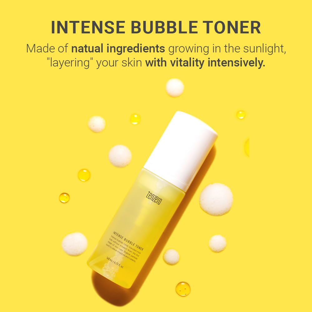 TENZERO Intense Bubble Toner, 140 ml, feuchtigkeitsspendender und peelender Seifenblasen-Toner für Gesicht, strahlendes Anti-Aging, strahlender Teint und Hautelastizität