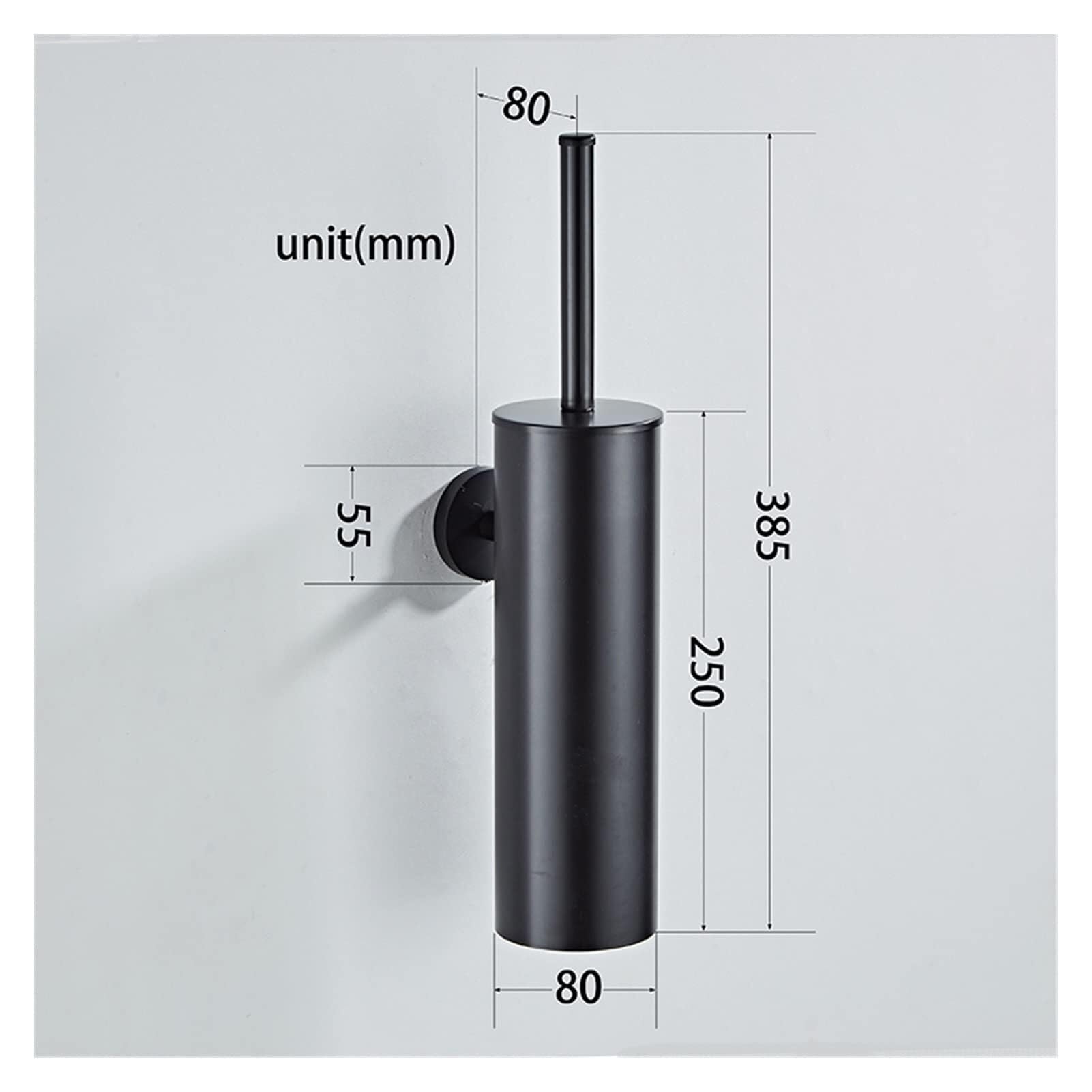 Set scopino e stantuffo per WC in Acciaio Inossidabile d e Nero Opaco con Elegante Supporto a Parete per l'arredamento del Bagno