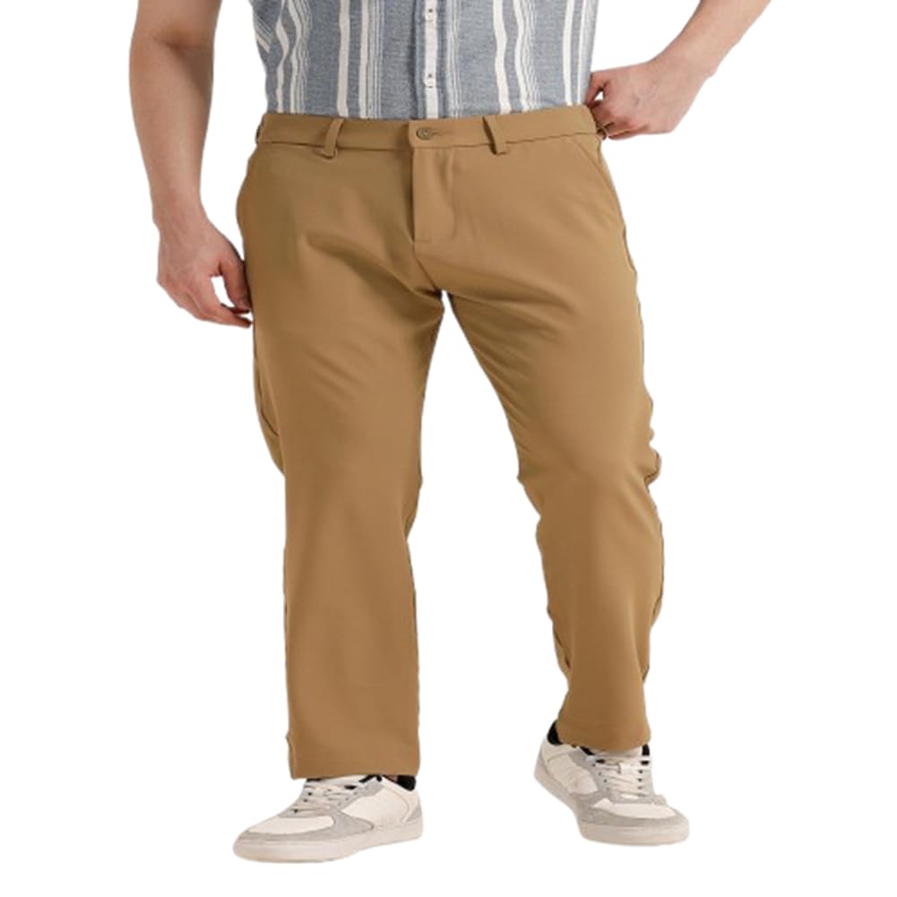 basics Polyester Stretch Men's Formal Trousers | Smart Casual Office Pants-picture-36