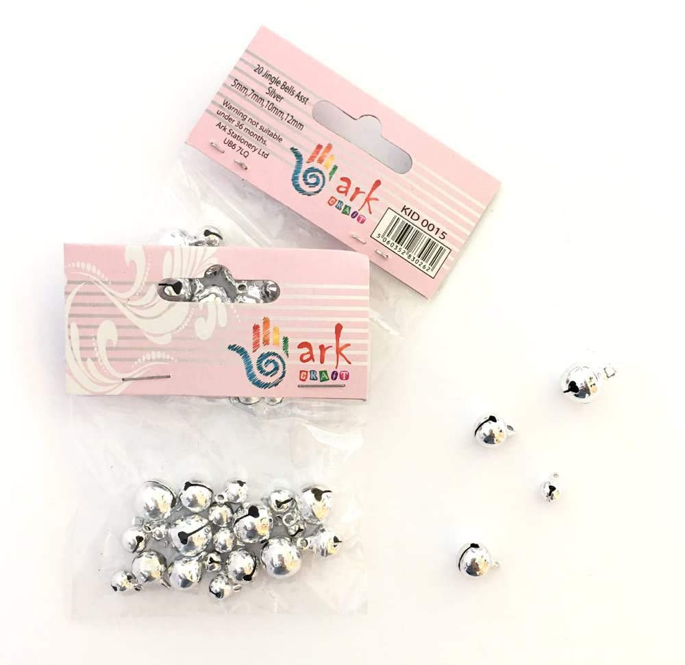 arkCRAFT 2 X Craft Jingle Bells 20 Pack Silver Asst Sizes by ARK