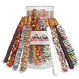 All City Candy Signature Gourmet Chocolate Covered Pretzel Rods Gift Tube – 12 Hand-Dipped Assorted Flavors in Milk, Dark, White Chocolate & Candy coated toppings – Sweet & Salty Treats for Holidays, Birthdays, and Corporate Gifting